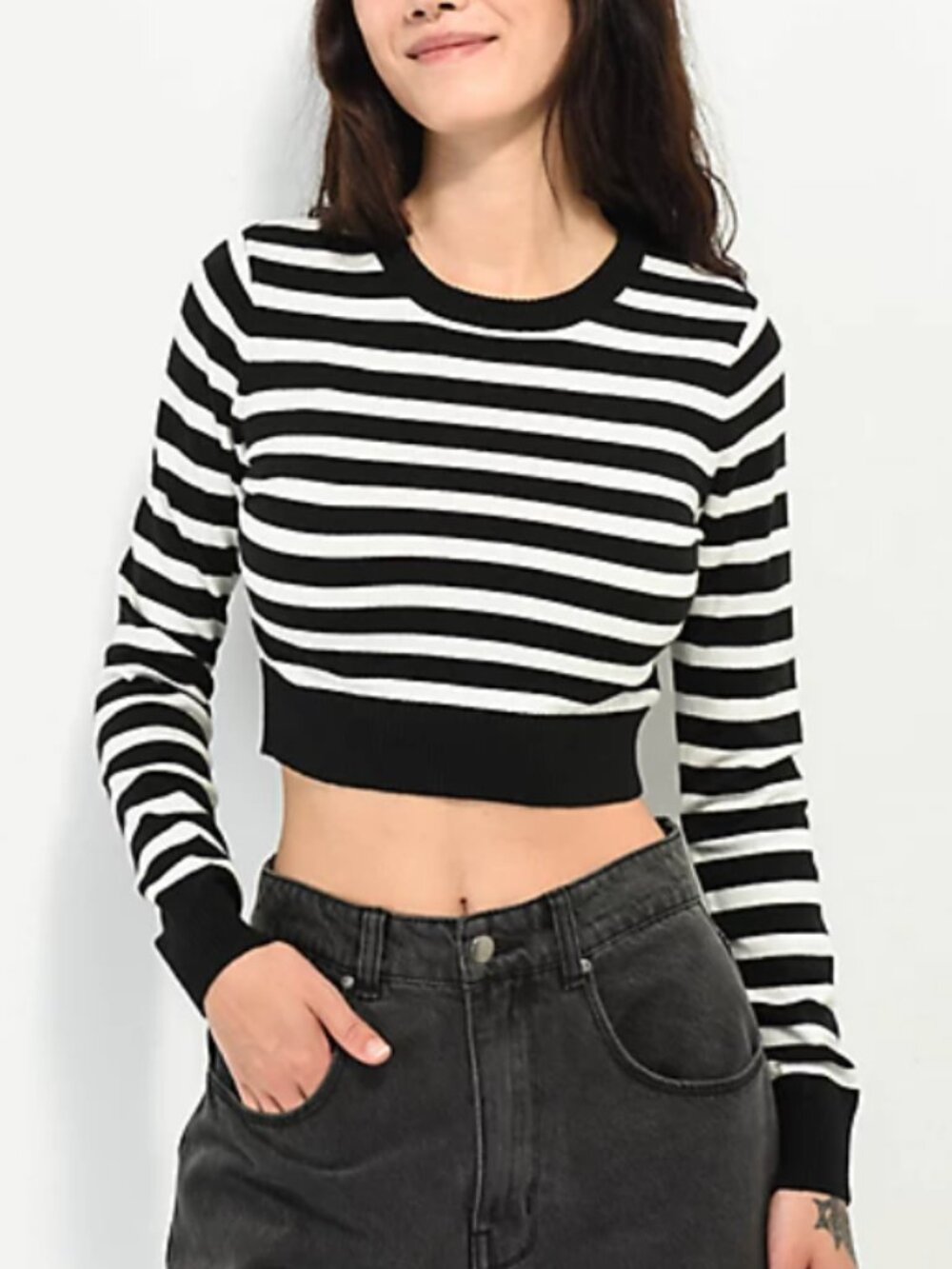 Vintage Havana cropped striped crewneck